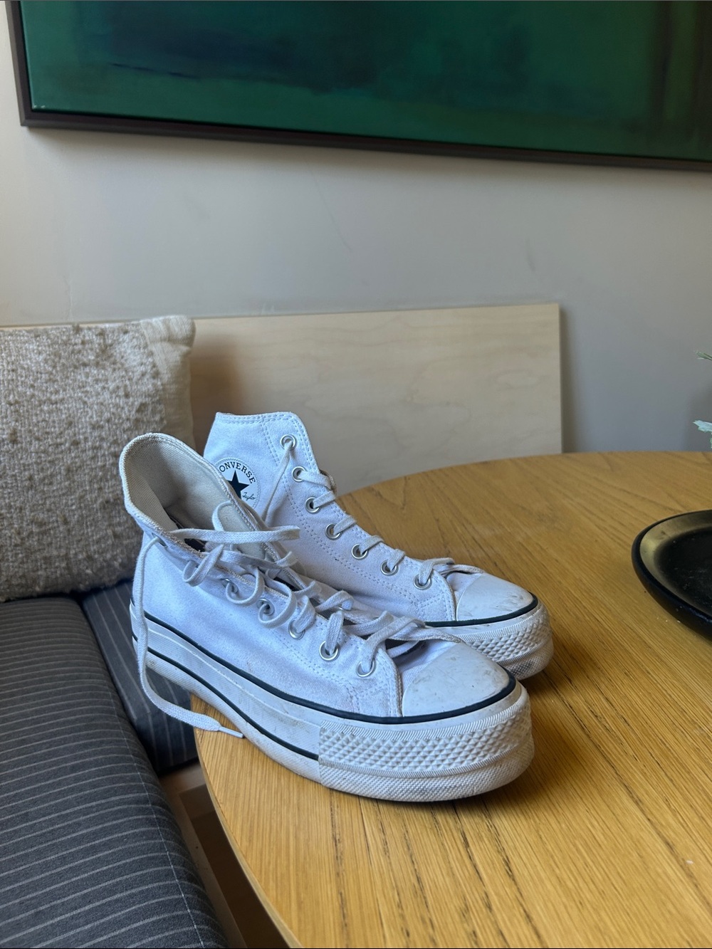 Converse White High-Top Canvas Platform Sneakers